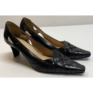 Naturalizer Neslie Pumps 8M Black Woven Toe Cut Out
